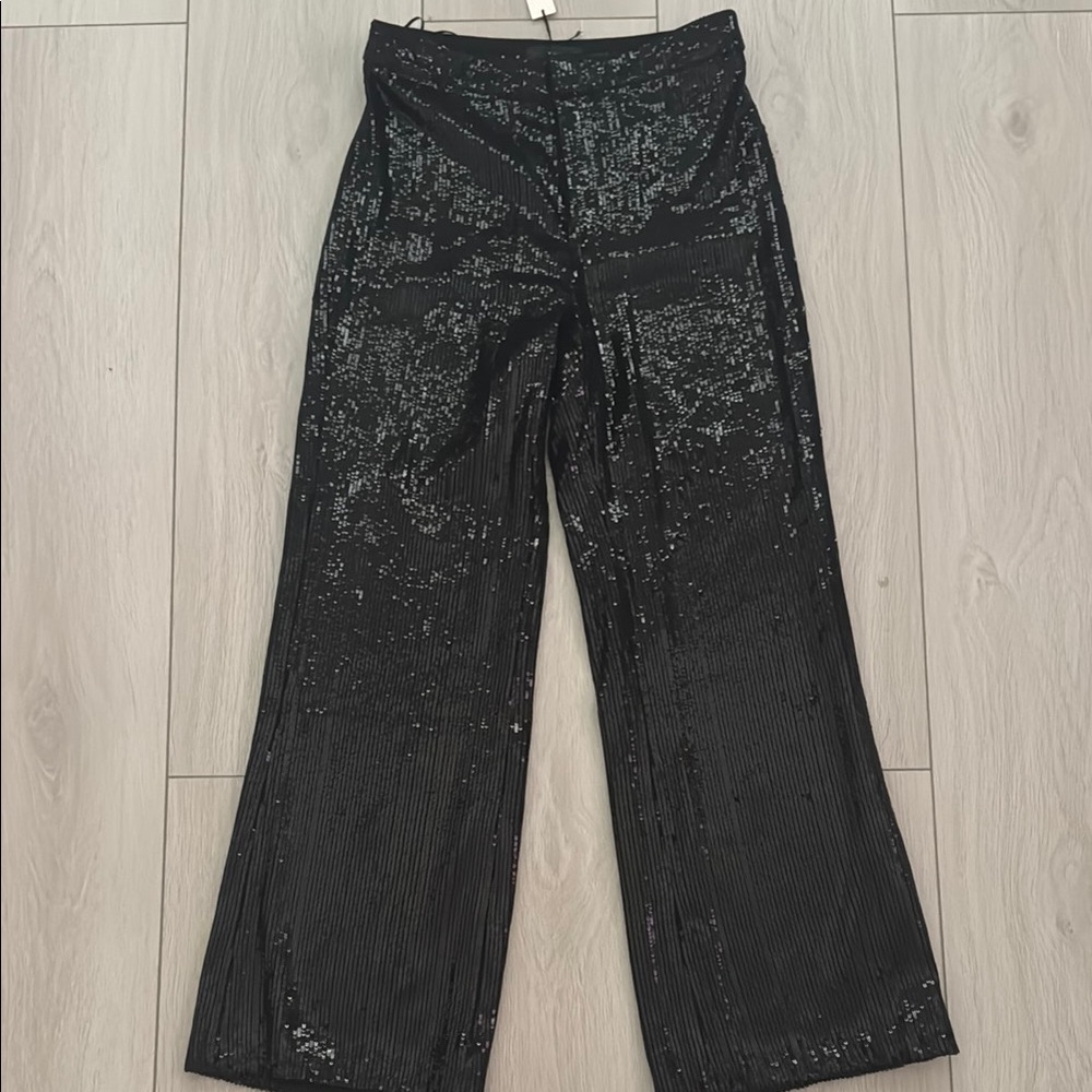 Bran NEW Banana Republic Black Sequin Wide-Leg Pants